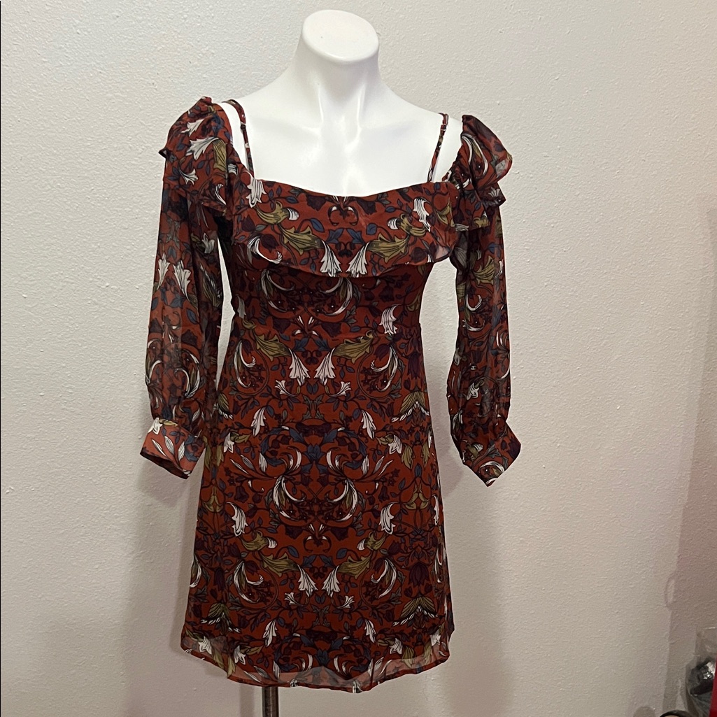 Lumiere Brown Floral Dress Sz S